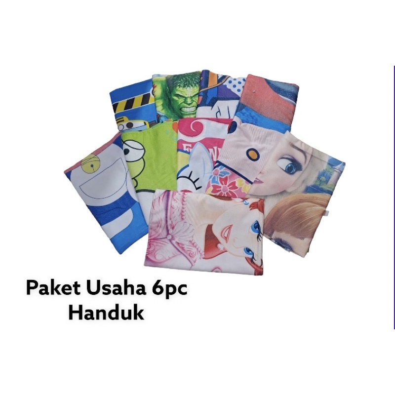 (Isi 6pc) PAKET USAHA HANDUK KARAKTER 6pc || HANDUK KARAKTER || HANDUK POLYSTER