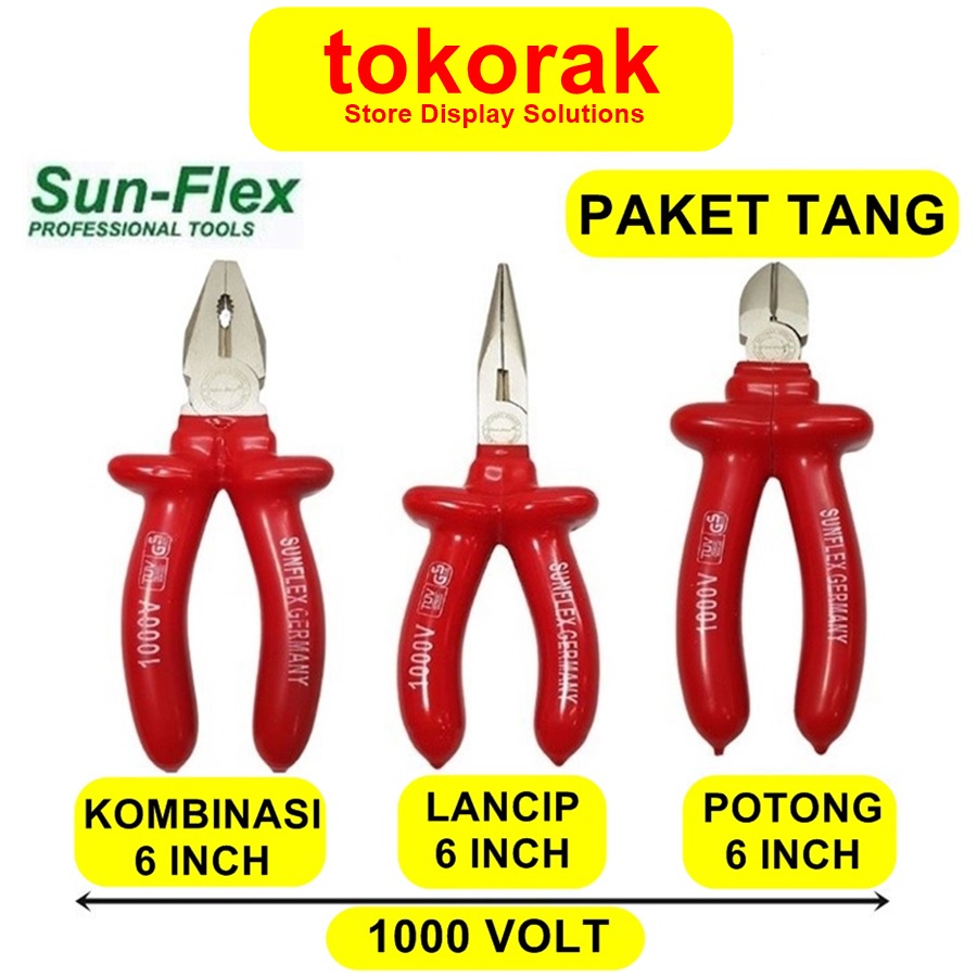 SUNFLEX TANG LISTRIK 6&quot; JEPIT KOMBINASI LANCIP POTONG SUN FLEX 6 INCH