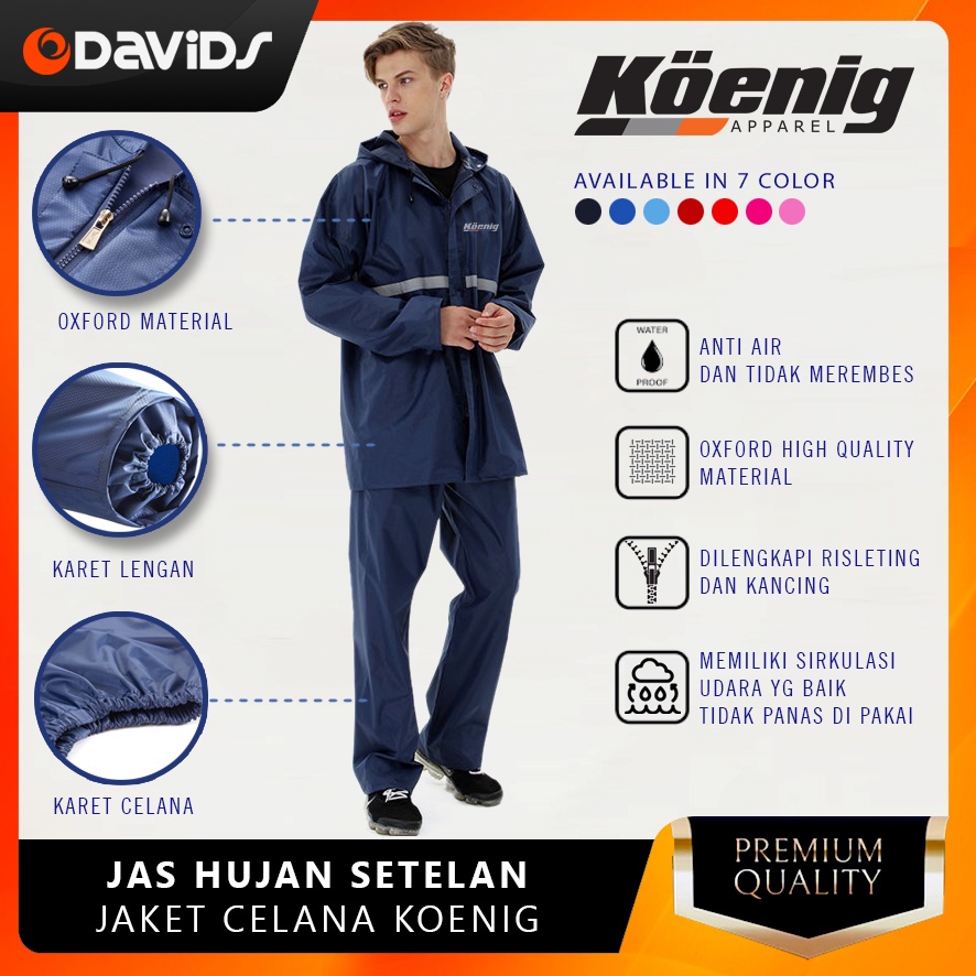 Jaz Hujan Setelan Jas Ujan Setelan Dewasa Pria Wanita Jaket Celana Anti Rembes Rain Coat Raincoat Mantel Premium Koenig