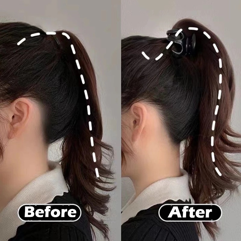 [Harga Grosir] Gaya Korea Warna Solid Ponytail Tinggi Ambil Klip Tetap Artefak Anti-Kendur Jepit Rambut Belakang Kepala Hiu Kecil Klip Fashion Elegan Aksesoris Rambut