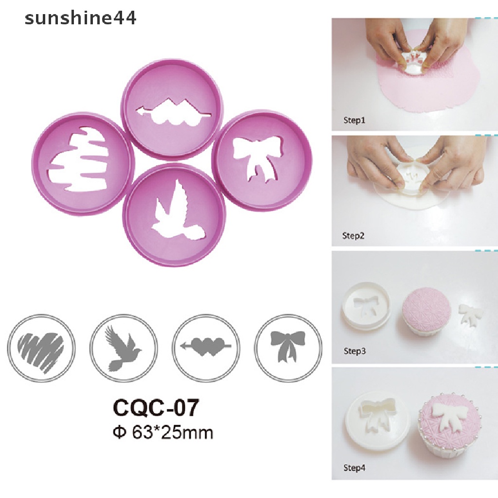 Sunshine 4pcs / Set Cetakan Biskuit / Fondant / Cokelat DIY Bahan Plastik