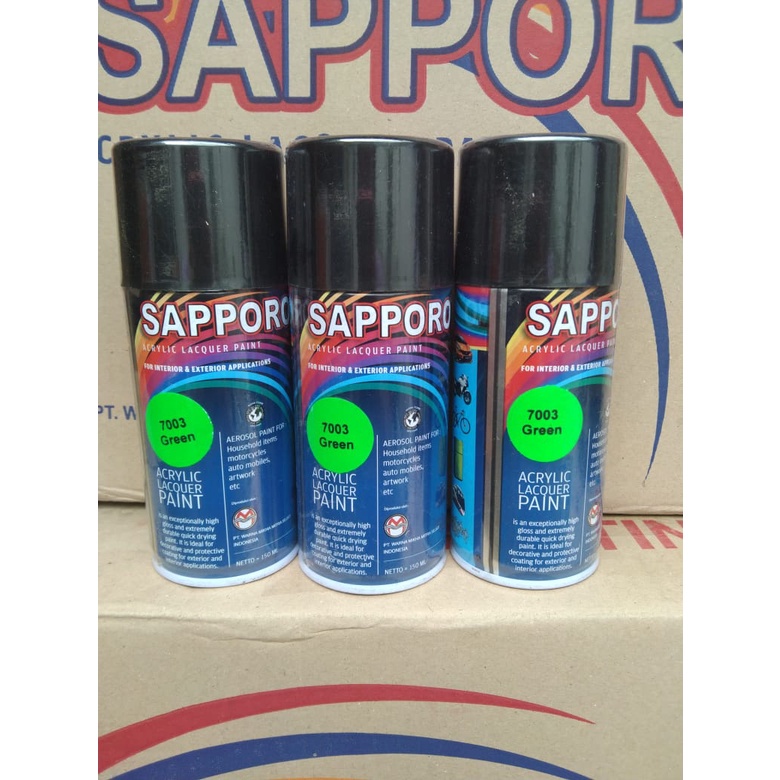 saporo acrylic lacquer paint pilok pilox cat spray sapporo 150ml saporo 7003 green stabilo green hijau 150ml