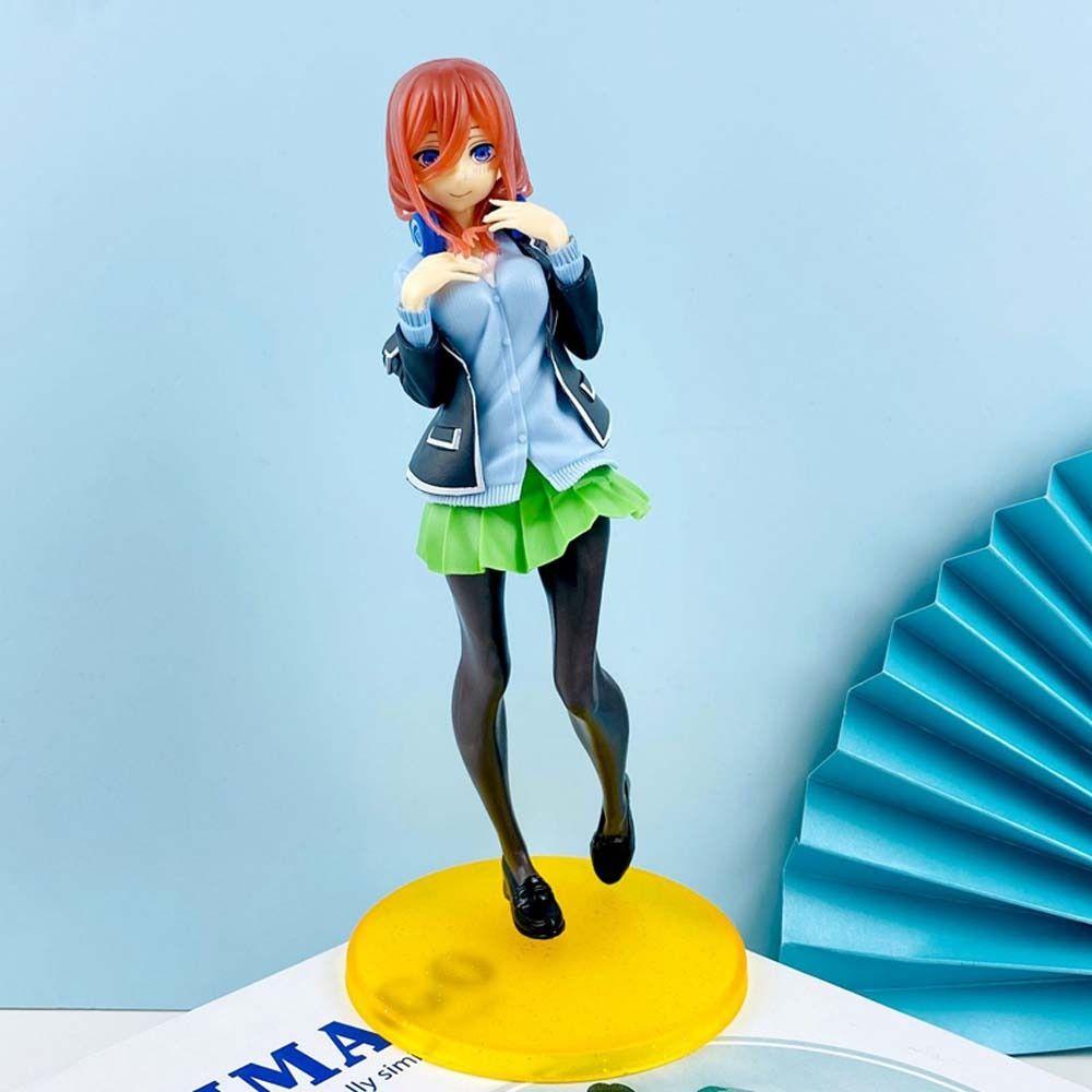 LANFY The Quintessential Quintuplets Creative Action Figurine Nakano Miku Miniatur Koleksi Model Gotoubun No Hanayome Mainan Model Seragam Sekolah