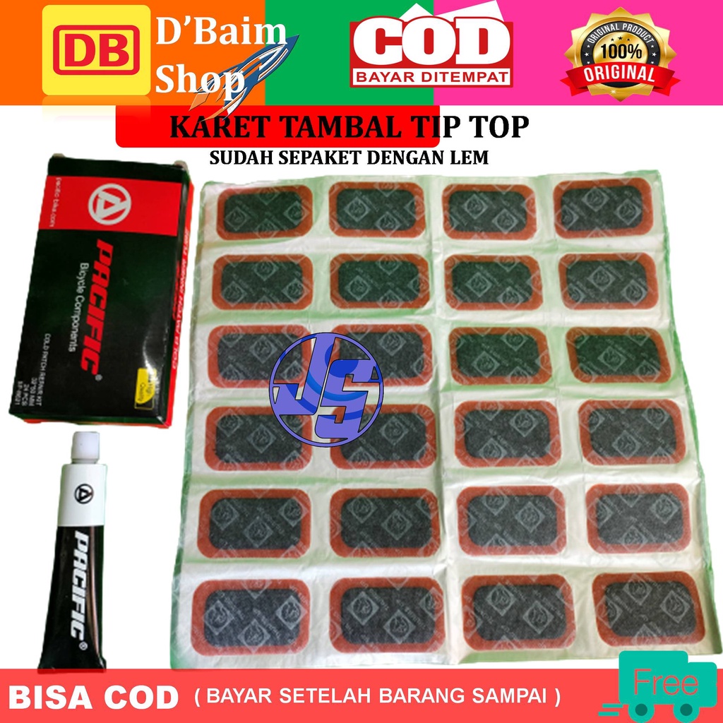 Termurah,,,,,, ! Tambal Ban Tip Top Cold Patch pacific  24 PCS Untuk Sepeda dan Motor