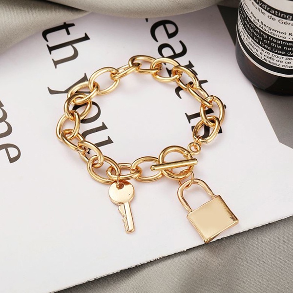 gelang kunci gembok lock and key pendant bracelet jge119 (3D3)
