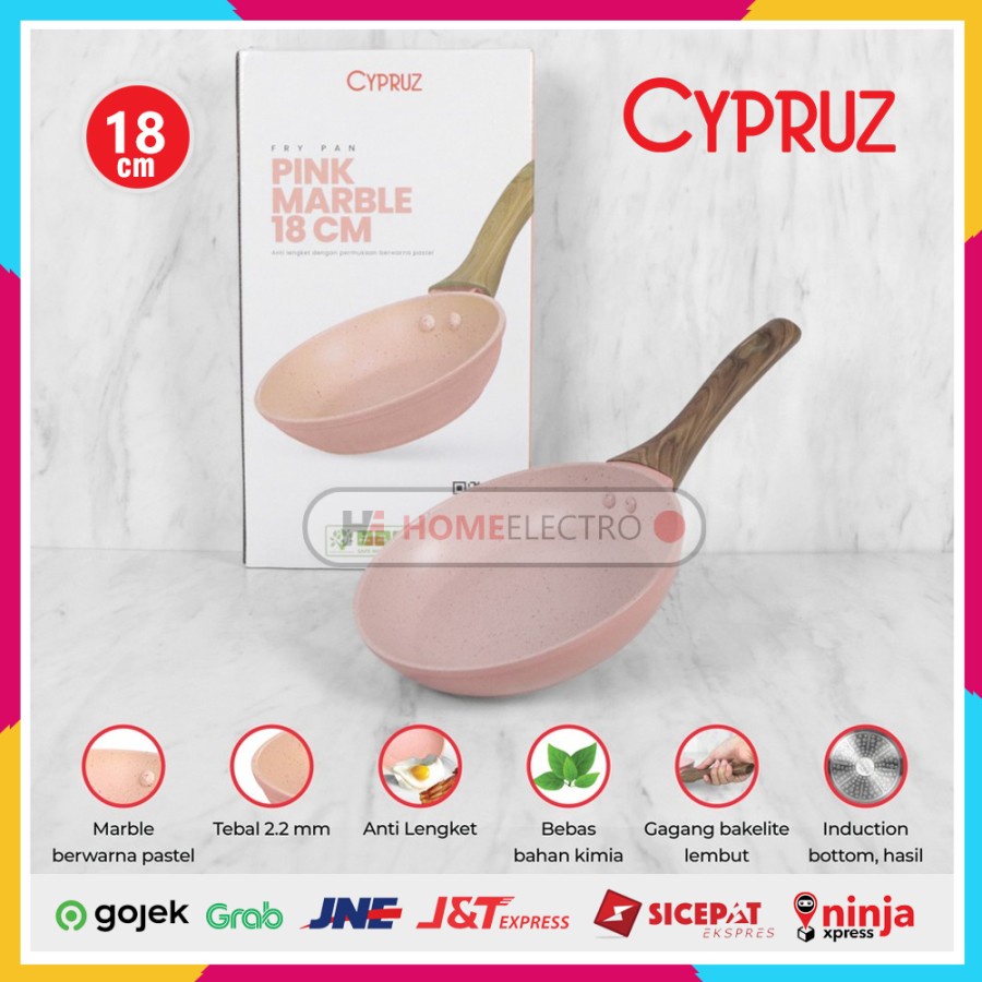 Cypruz FP-0693 Color Marble Pink Fry Pan Induksi Anti Lengket 18cm