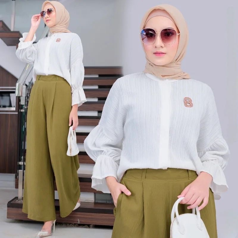 NAMARI SET BC BAHAN CRINKLE AIRFLOW UKURAN M L XL PANJANG BAJU 65 CM LINGKAR DADA 100  - 120 CM SETELAN WANITA TERBARU 2023 KEKINIAN / ONE SET CRINKLE AIRFLOW / SET BAJU MUSLIM MODERN / SETELAN BUSUI FRIENDLY