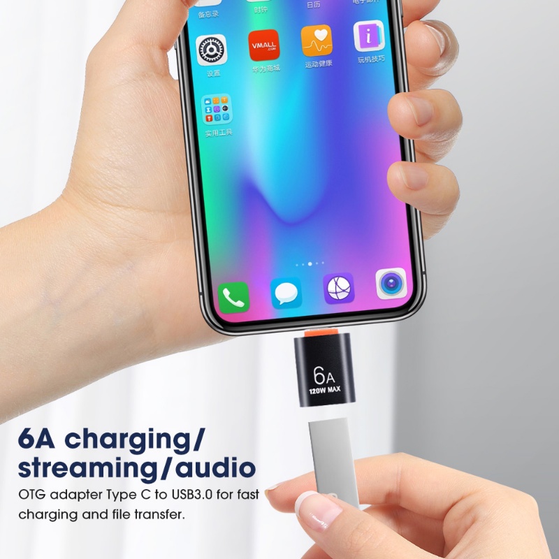 6a Adapter Konverter USB OTG Ke Tipe-C Female Ke Tipe-C Male Fast Charging Untuk Handphone / Laptop