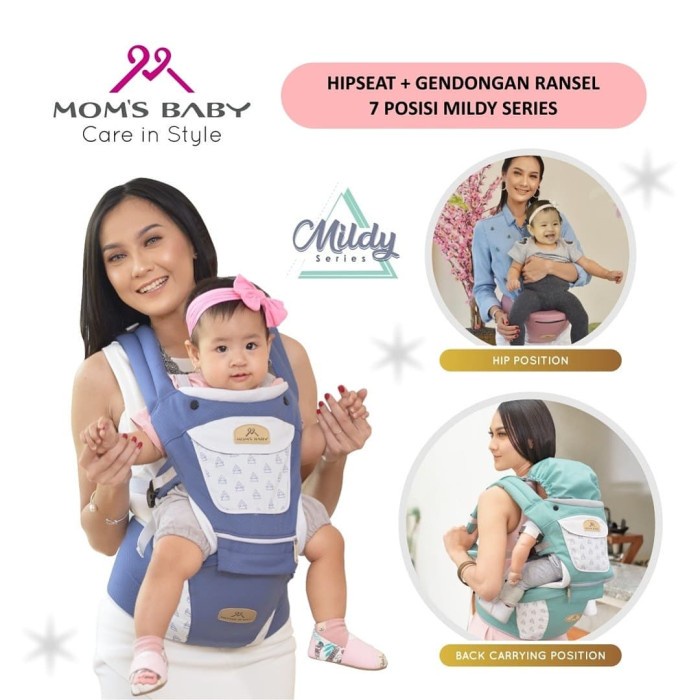 GENDONGAN RANSEL + HIPSEAT 7 FUNGSI MOM'S BABY MILDY SERIES MBG 2019