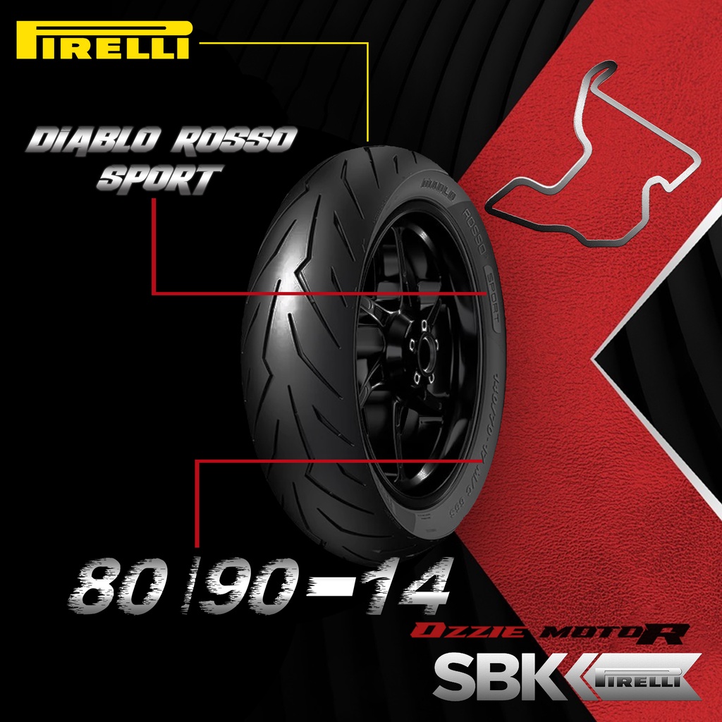 BAN PIRELLI DIABLO ROSSO SPORT R14 dan R17 ( 70/90 - 14 17 | 80/80- 14 17 | 80/90 - 14 17  | 90/80- 14 17 | 100/80-17 ) TUBLESS SOFTCOMPOUND BAN RACING  ORIGINAL