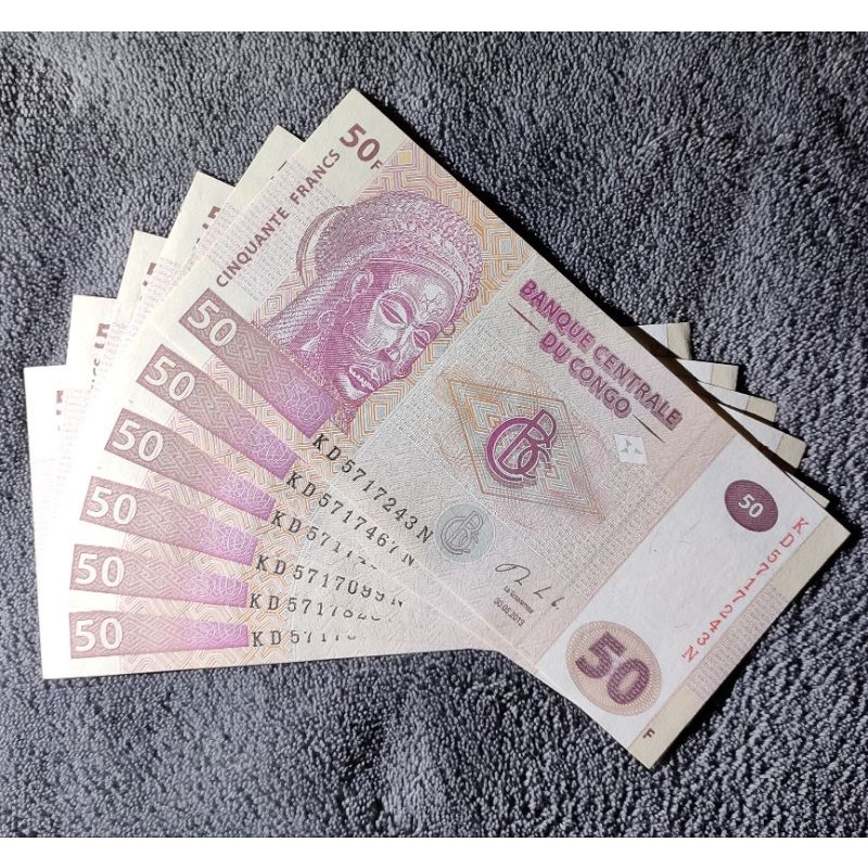 Bm-047Uang Asing Congo 50 Francs AU AUNC
