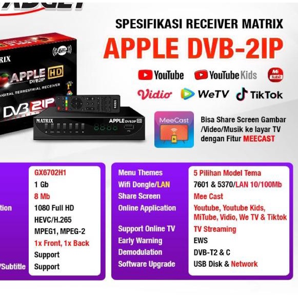 Set Top Box Matrix DVB2IP STB Antena TV Digital Wifi Hitam - STB Hijau