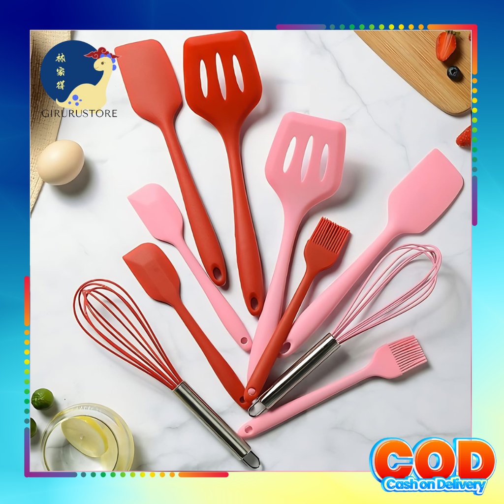 Spatula Set Alat Masak 5 IN 1 Bahan Silikon Food Grade / Spatula Set Silikon Anti Panas &amp; Lengket / Spatula Silikon Kitchen Utensils Set 5 in 1 / Peralatan dapur / perlengkapan dapur / peralatan masak / perabotan masak / perlengkapan masak / whisk &amp; kuas