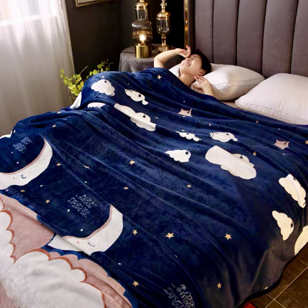 Selimut Bulu Dewasa Uk 140x200 Motif Moon Night