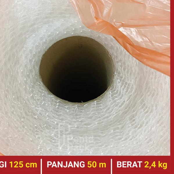

Bubble Wrap GMP 125 cm X 50 m (Putih/Hitam) Berat 2,4 kg - Bening