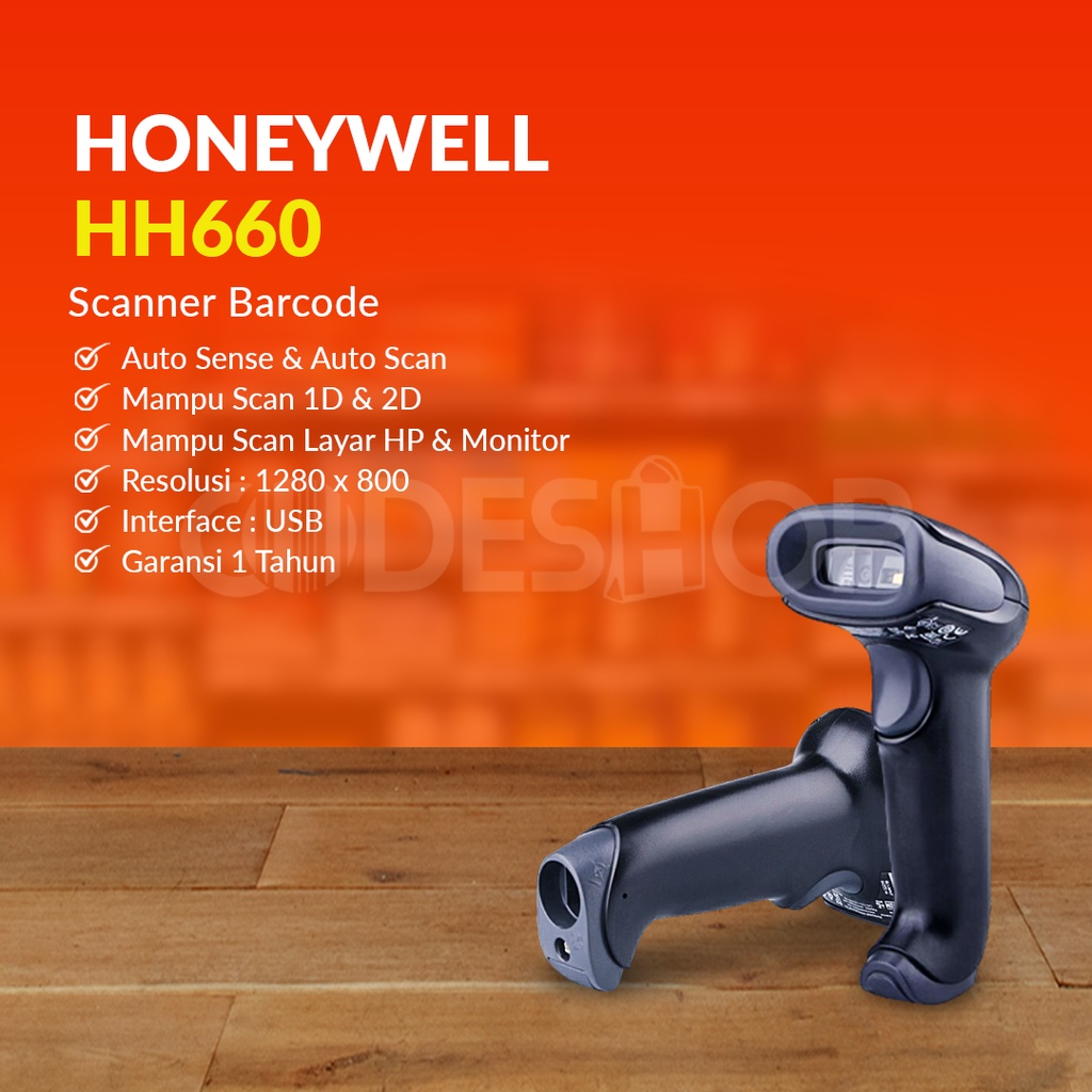 SCANNER BARCODE HONEYWELL HH660 HH-660 1D &amp; 2D - USB GARANSI 1 TAHUN