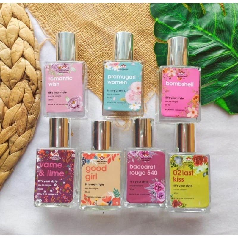 Parfum INDOWANGI Wangi Pramugari Garuda 30ml EDC / Parfum Indowangi Pramugari Women Last Kiss Bombshell Romantic Wish