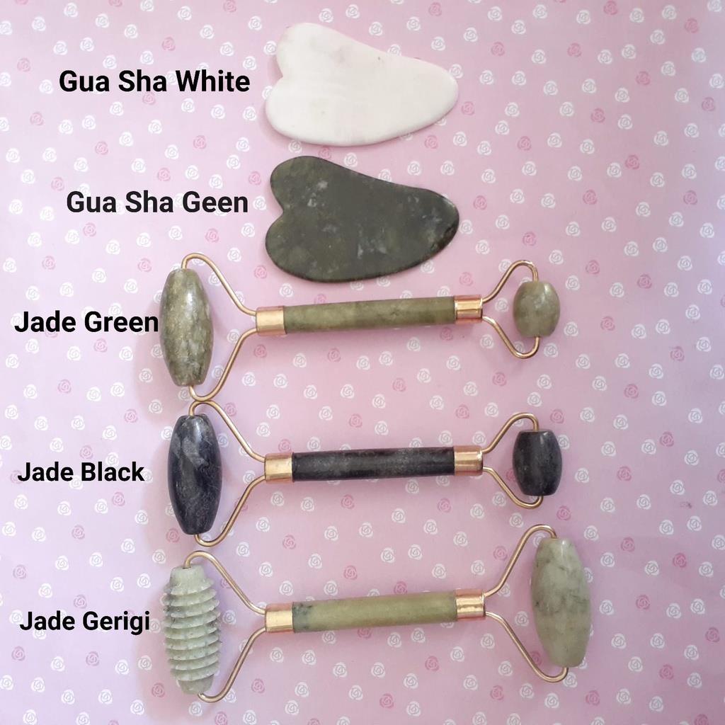 GUA SHA &amp; JADE ROLLER ALAT PIJAT WAJAH GUASHA PIJAT BADAN ORGANIC KUMIKO