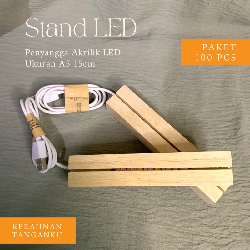 (paket 100pcs) stand akrilik led A5 / penyangga akrilik kayu / stand acrylic / akrilik led / penyang