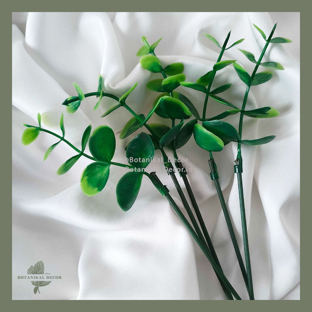 Artificial Baby Eucalyptus bunga palsu hijau hiasan tangkai home decor tanaman hiasan