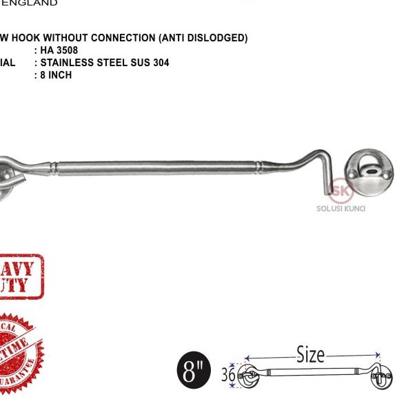 Hak Angin Stainless Steel SUS 304 RAFES (Anti Patah)