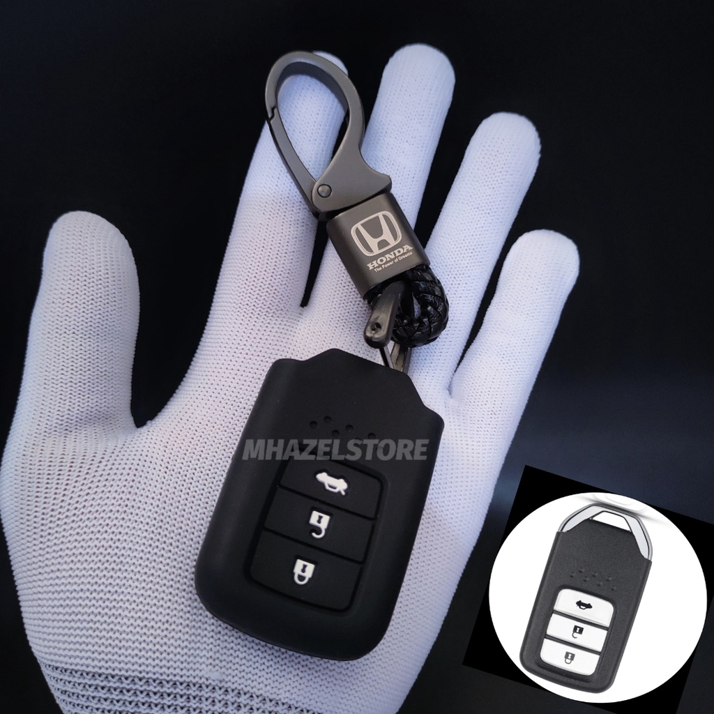 Gantungan kunci kulit sarung remote keyless cover casing MOBIL HONDA ALL NEW BRV CRV CITY HATCHBACK ACCORD WRV logo model anyam