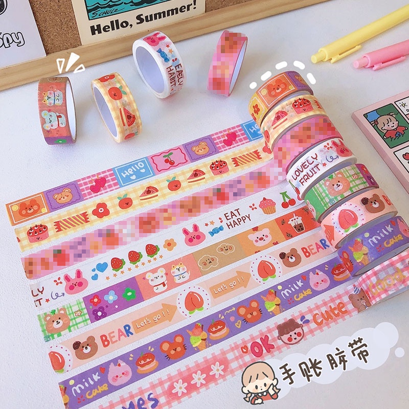 5Pcs/Set Washi Tape Kartun Lucu Korea Washi Tape Sticker Kertas Stiker Untuk DIY Dekorasi Buku Diary Alat Tulis-Doo