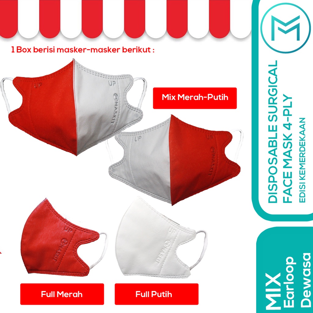 DUCKBILL KEMERDEKAAN JSP BOX ISI 50 PCS / MASKER DUCKBILL 3 PLY MERAH PUTIH EDITION / EARLOOP MASK / FACE MASK