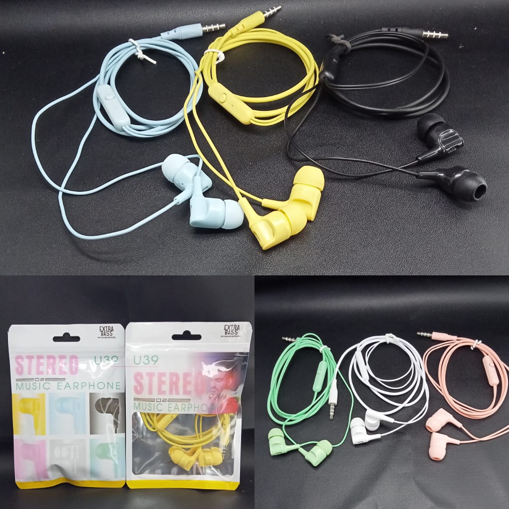 Headset U39 macaron + mic stereo earphone handsfree handphone U59 handset U69