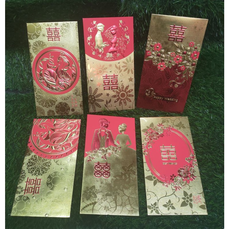 

angpao shuangxi emas timbul ukuran panjang / amplop wedding