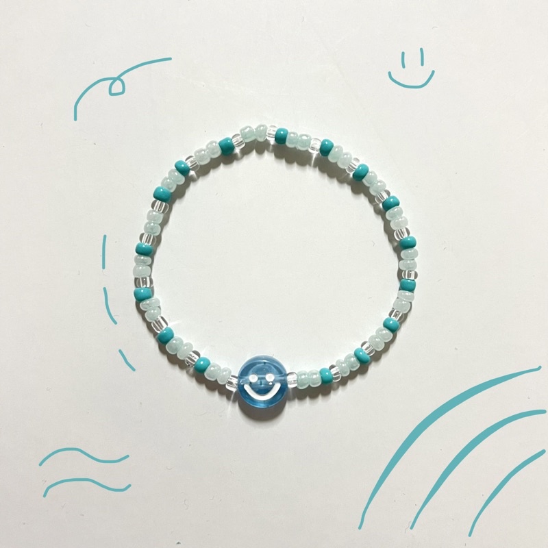 gelang smile / gelang korea / gelang kpop / gelang manik / gelang anak / smile bracelets (smile biru)