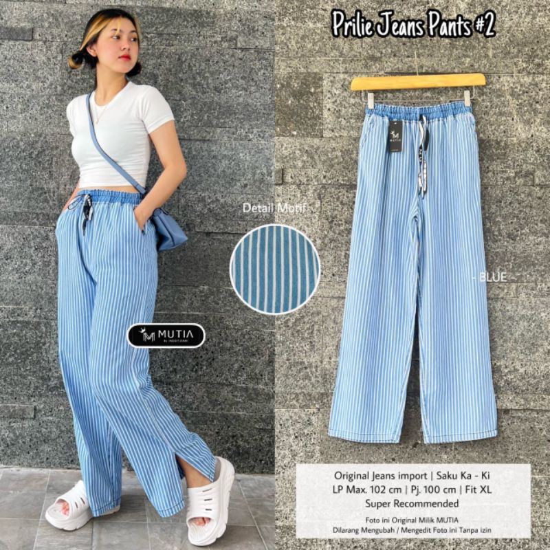 PRILIE JEANS PANT #2 BY MUTIA / CELANA JEANS WANITA / Celana muslimah jeans salur