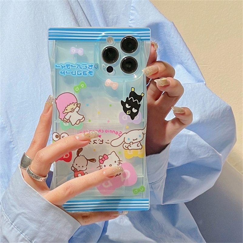 Soft Case Silikon Motif Kartun Warna Jelly Untuk iPhone 14 13 12 11 Pro Max X Xr Xs Max 8 7 6 6s Plus