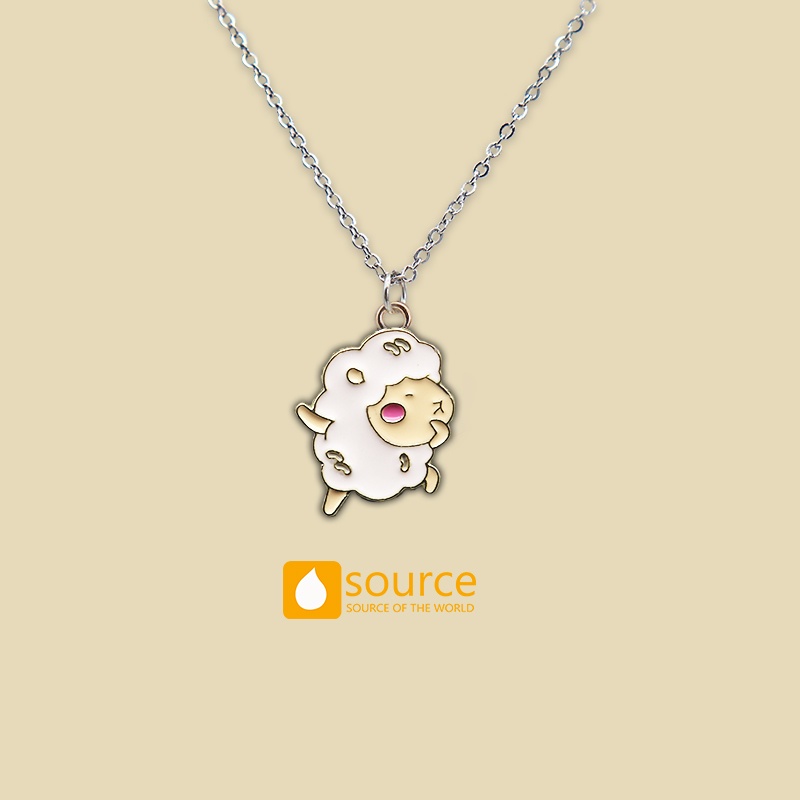 Kalung Rantai Liontin Kartun Kucing Keberuntungan Bahan Stainless Steel Alloy Untuk Wanita