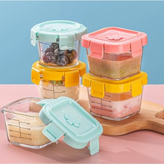 Image of AVELINE Tempat Mpasi Kaca / Kotak Tempat Makan Kaca Baby Glass Food Container Kedap Udara / Kotak Mpasi Kaca / Penyimpanan Mpasi Glass Baby.