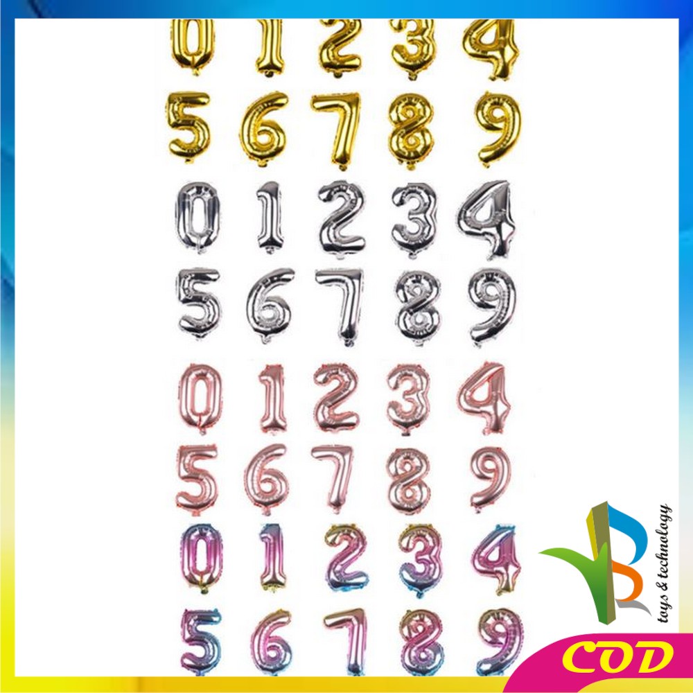 RB-C390 Balon Foil Huruf Gold A-Z Balon Foil Angka 0-9 / Ballon Foil Abjad Alphabet Angka Polos / Baloon Huruf Dan Angka Perlengkapan Ulang Tahun