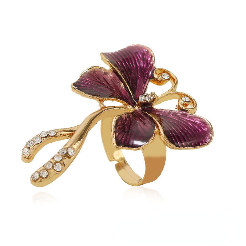 Cincin Adjustable Desain Butterfly Oil Dripping Gaya Retro National