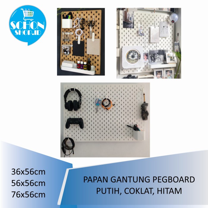 

Stas Papan Dengan Gantungan Pegboard Motif Kayu/Putih-Rak Dinding 76X56Cm
