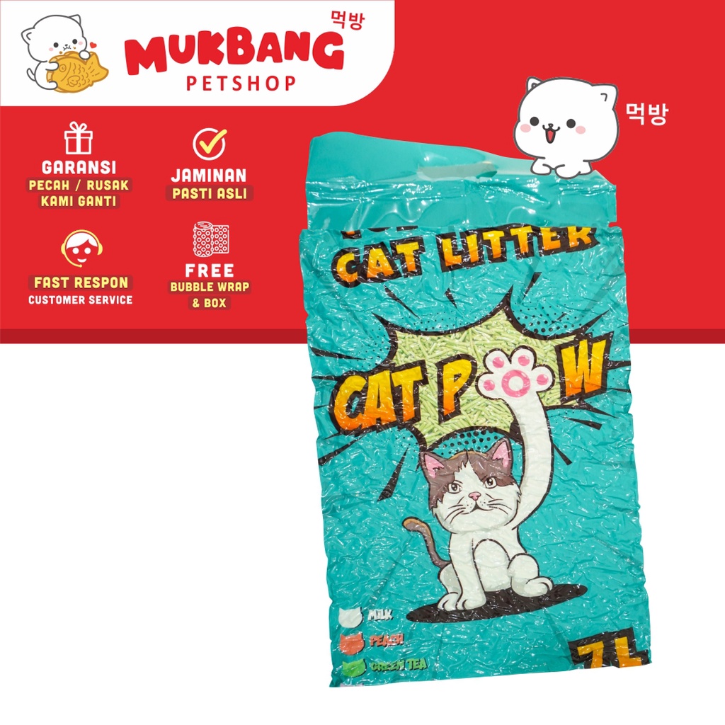 Cat Pow Tofu Soya Clump Litter 7L Pasir Kucing Gumpal Organik 7 Liter Clump Catpow Cat Litter Pasir Gumpal Wangi