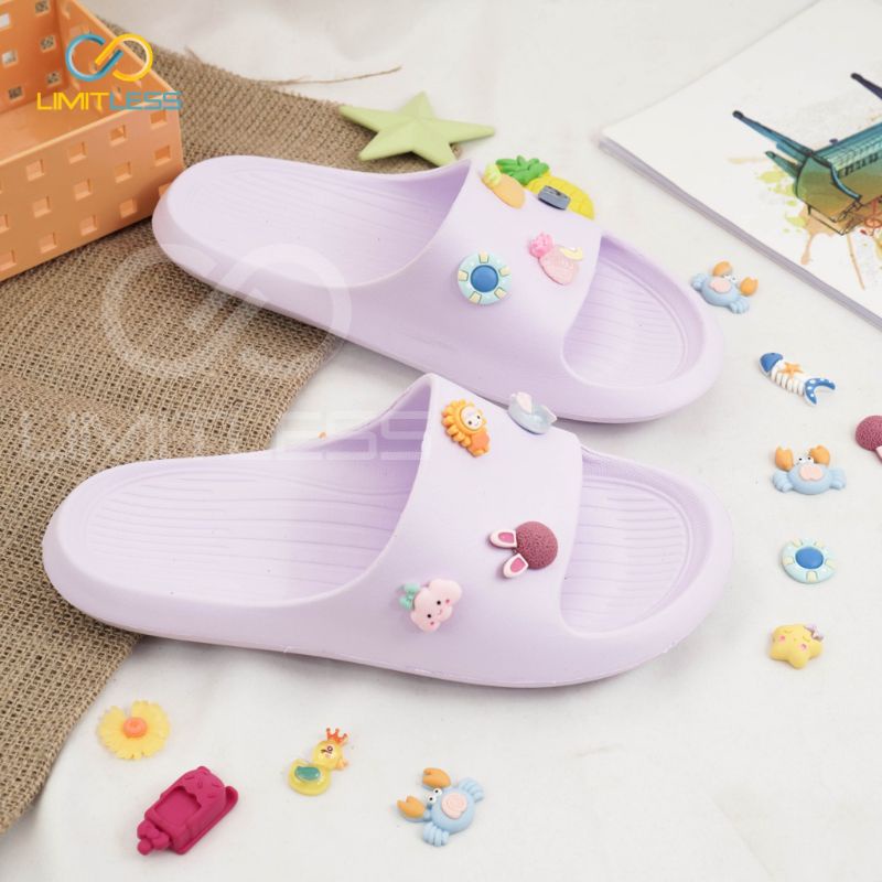 Sandal Cewek Slip On Jelly Stiker 3D Jibbits Sandal Eva Wanita Slide Anti air