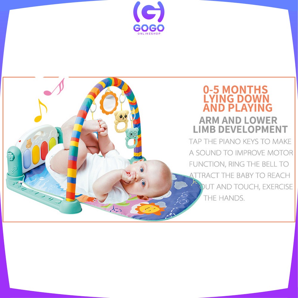 GOGO-M15-16 Baby Play Gym Mainan Anak Bayi Rattle &amp; Piano Playmat Matras / Kasur Bayi Playgym Musical