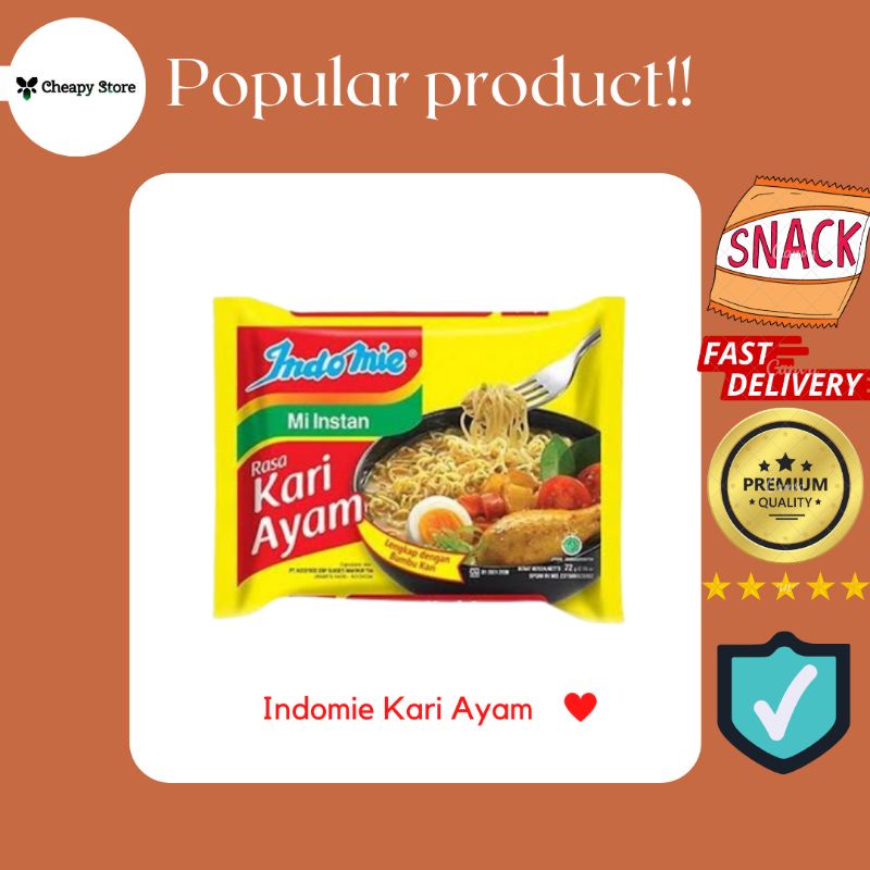 

Indomie rasa kari ayam 72gr produksi Palembang [10 bungkus]