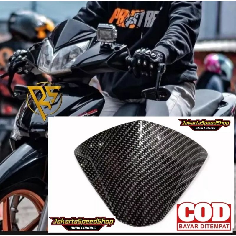 Visor variasi honda supra x 125 carbon dan hitam kilap bahan tebal plus lem 3m double tape