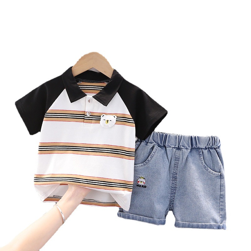 LittleAaron SET 3D BEAR EBV Setelan Bayi Laki-laki Lengan Pendek