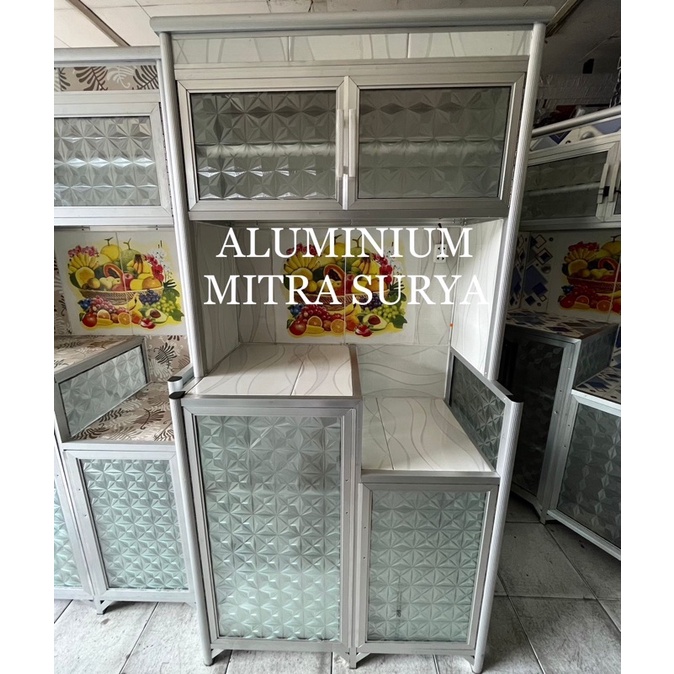 Rak Piring Aluminium Keramik Kaca Super 2 Pintu MC (CA) Almunium Besar Lemari Magicom