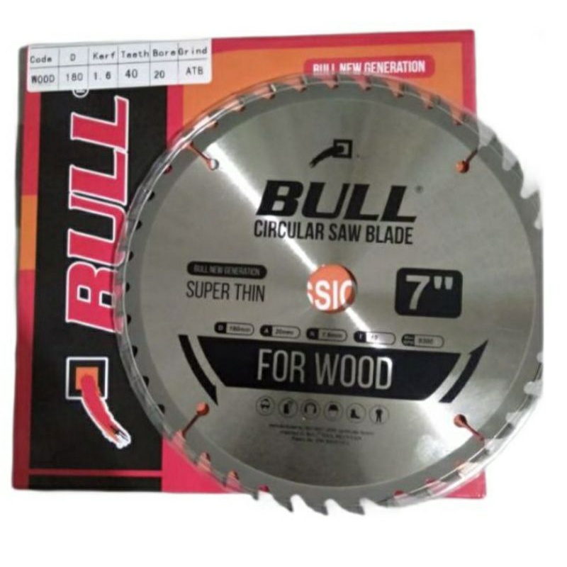 Mata Circular Saw BULL 7" 24T- 40T - Mata Gergaji 7 Inch 24T-40T - Circular Saw Blade