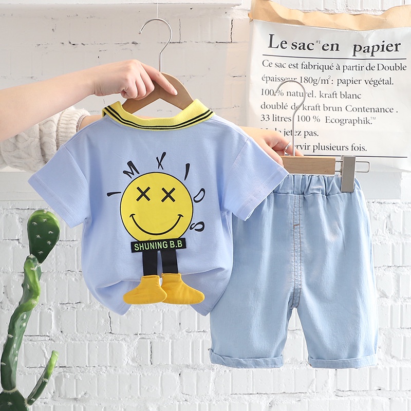 Setelan Anak Laki Laki 2pcs Baju Anak ALDO Kaos dan Celana Jeans Import