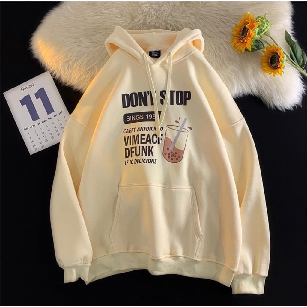 DON'T STOP SWEATER HOODIE OVERSIZE SIZE L-XL - SWEATER HOODIE WANITA