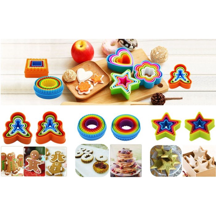 Cookie Cutter Biskuit Plastik Cetakan Kue Biscuit Variasi Motif 1 Set Lucu