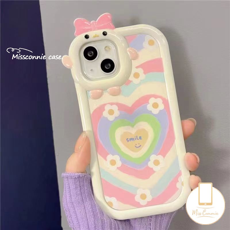 3d Bow-knot-Simpul Little Monster Lensa Soft Case Realme C15 C35 C33 9 8I 9Pro+C25Y C31 C11 C30 C21 C25 C21Y C25s C2 C3 C17 7 8 9i 7i 5i 6i 5 5s Lembut TPU Gradasi Love Hati Bunga Sarung Cover Sarung